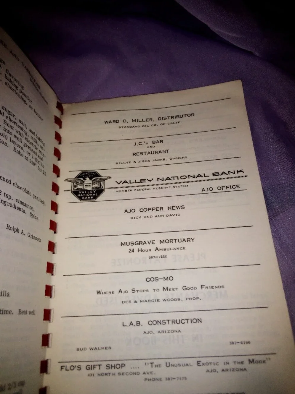 1973 Cookbook Ajo Arizona Elks Ladies